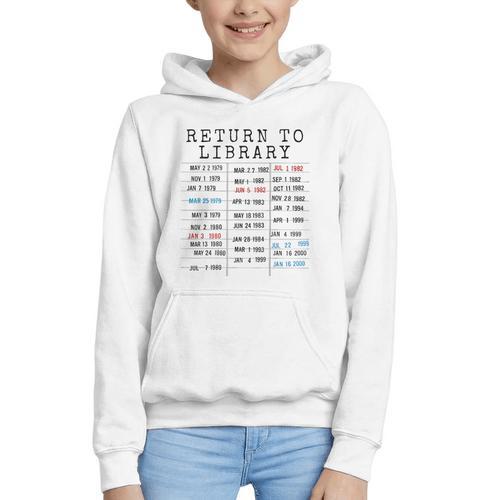 Library Card Due Date Stamp Book Lover Reading Vintage Read Graphic Youth Hoodie - Bookorys CA