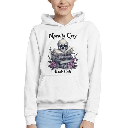 Morally Grey Book Club Gothic Vintage Style Graphic Youth Hoodie - Bookorys UK