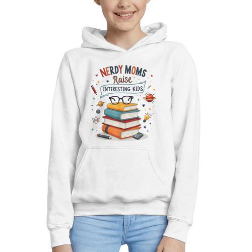 Nerdy Moms Raise Interesting Kids Books Science Graphic Youth Hoodie - Bookorys DE