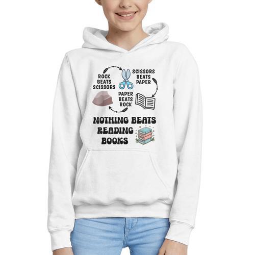 Nothing Beats Reading Rock Paper Scissors Reader Book Lover Graphic Youth Hoodie - Bookorys DE