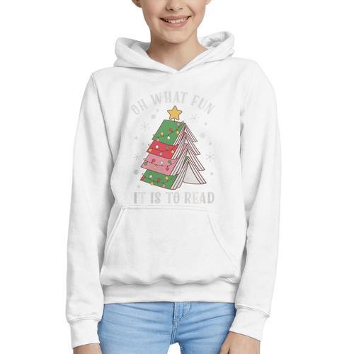 Oh What Fun It Is To Read Book Christmas Tree Premium Tri-Blend Graphic Youth Hoodie - Bookorys DE