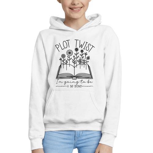 Plot Twist I'm Going To Be A Big Brothers Literary Book Boys Graphic Youth Hoodie - Bookorys CA
