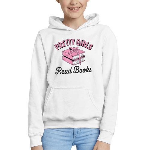 Pretty Girls Read Books Bookworm Book Lover Teacher Graphic Youth Hoodie - Bookorys CA