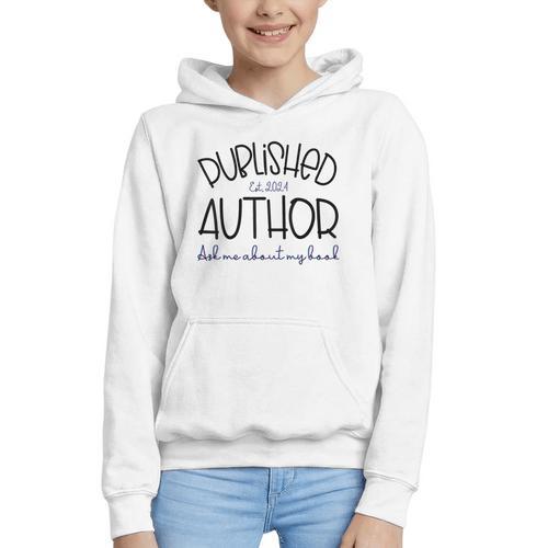 Published Author Est 2024 Ask Me About My Book Authors Books Graphic Youth Hoodie - Bookorys