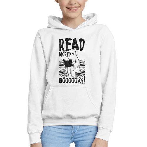 Read More Books Ghost Halloween Reading Teacher Literacy Graphic Youth Hoodie - Bookorys