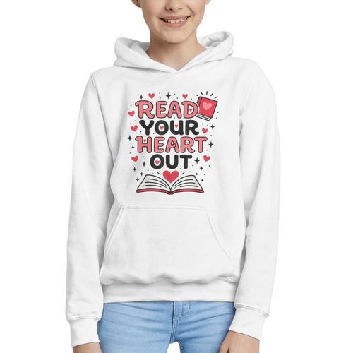 Read Your Heart Out Love Book Valentine Teacher Bookworm Graphic Youth Hoodie - Bookorys CA