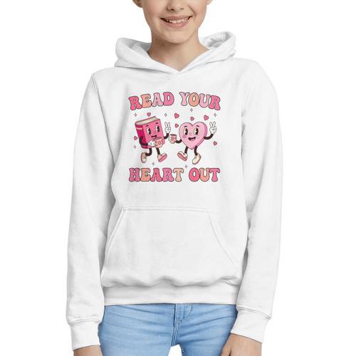 Read Your Heart Out Teacher Valentine Book Graphic Youth Hoodie - Bookorys CA