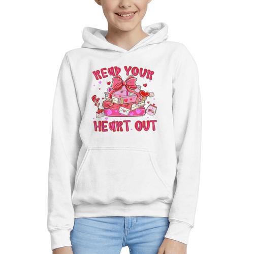 Read Your Heart Out Teacher Valentine Reading Book Lover Graphic Youth Hoodie - Bookorys