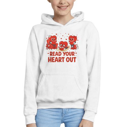 Read Your Heart Out Valentine Teacher Bookworm Lover Graphic Youth Hoodie - Bookorys CA