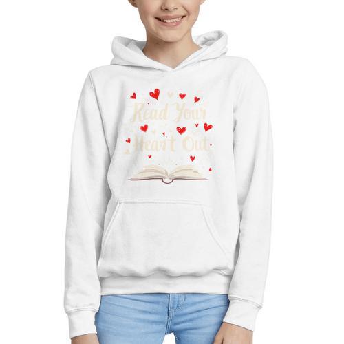 Read Your Heart Out Valentines Day Book And Reading Lovers Graphic Youth Hoodie - Bookorys