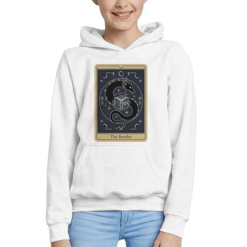 The Reader Tarot Card Mystic Dragon Book Magic Graphic Youth Hoodie - Bookorys