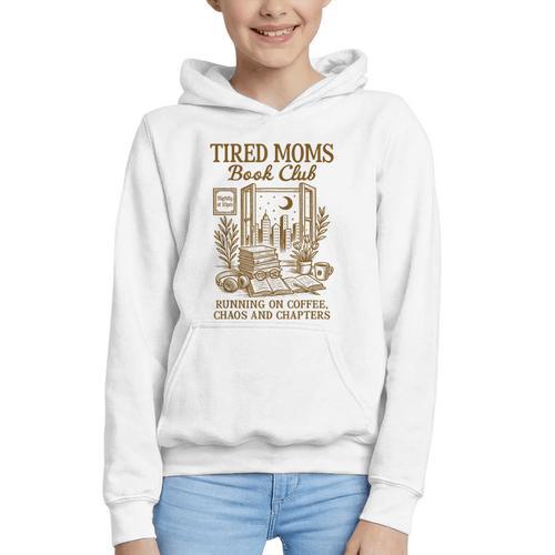 Reading Book Lover Bookish Motherhood Tired Moms Book Club Graphic Youth Hoodie - Bookorys CA