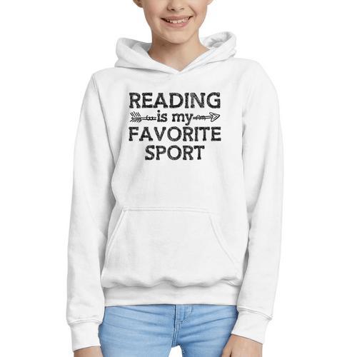 Reading Is My Favorite Sport Bookish Book-Club Bookworm Graphic Youth Hoodie - Bookorys