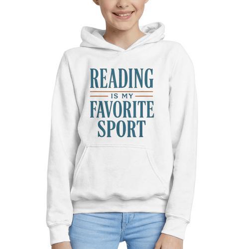 Reading Is My Favorite Sport Literary Book Lover Typography Graphic Youth Hoodie - Bookorys