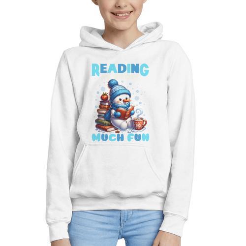 Reading Is Snow Much Fun Christmas Xmas Book Reading Graphic Youth Hoodie - Bookorys CA