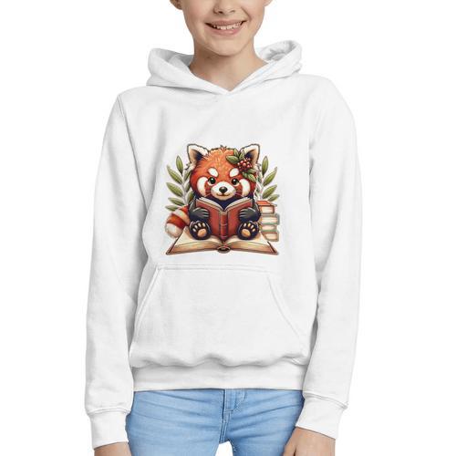Red Panda Reading Books Pandas Cottagecore Aesthetic Kids Graphic Youth Hoodie - Bookorys