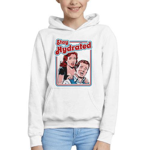 Retro Vampire Book Cover Style Stay Hydrated Halloween Graphic Youth Hoodie - Bookorys AU