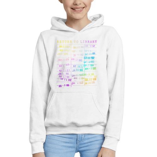 Return To Library Card Book Due Date Bookish Rainbow Reading Graphic Youth Hoodie - Bookorys CA