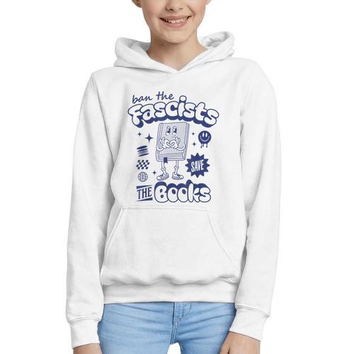 Save The Books Ban Fascists Stand For Book Readers Graphic Youth Hoodie - Bookorys DE