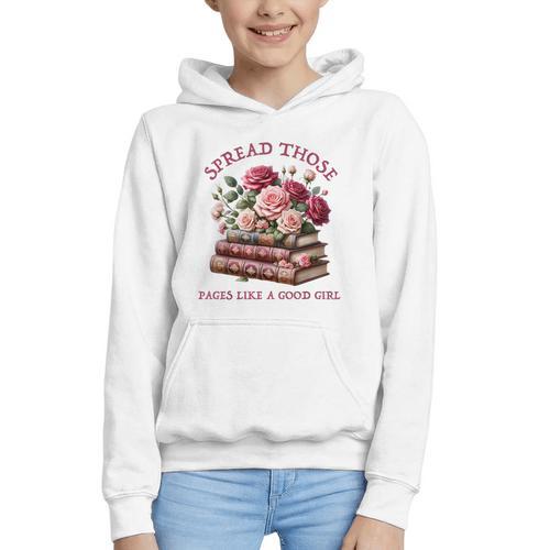 Spicy Books Spread Those Pages Like A Good Girl Dark Romance Graphic Youth Hoodie - Bookorys CA