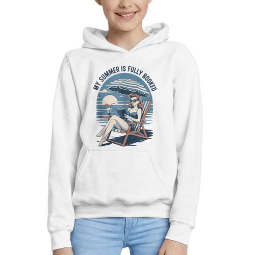 My Summer Is Fully Booked Fun Girls Summer Book Lovers Graphic Youth Hoodie - Bookorys AU