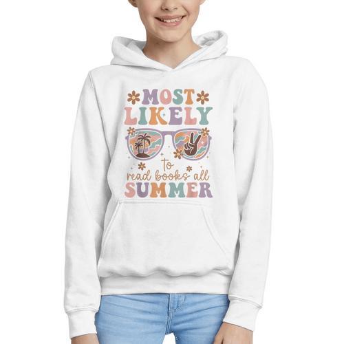 Teacher Summer Break Most Likely To Read Books All Summer Graphic Youth Hoodie - Bookorys AU