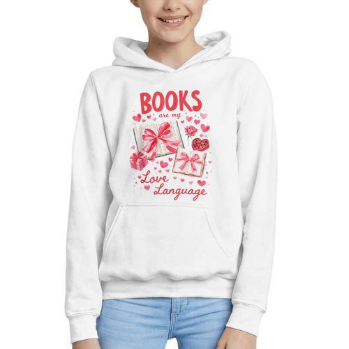 Valentines Book Lover Romance Books Are My Love Language Graphic Youth Hoodie - Bookorys DE