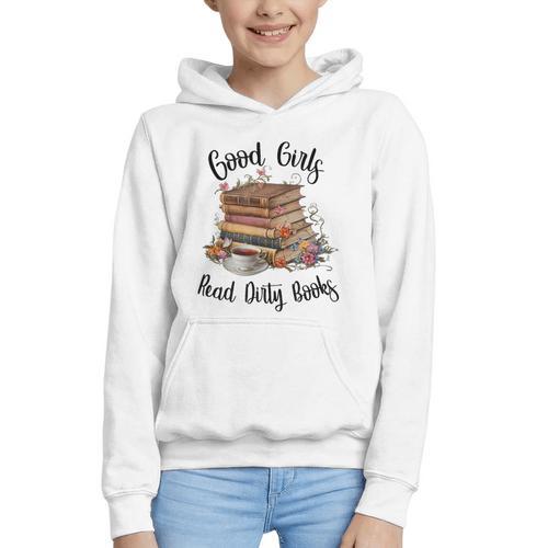 Vintage Fantasy Romance Lover Good Girls Read Dirty Books Graphic Youth Hoodie - Bookorys UK