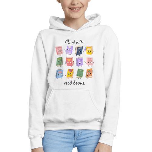 Women Cool Kids Read Books Teacher Back To School Librarian Graphic Youth Hoodie - Bookorys AU