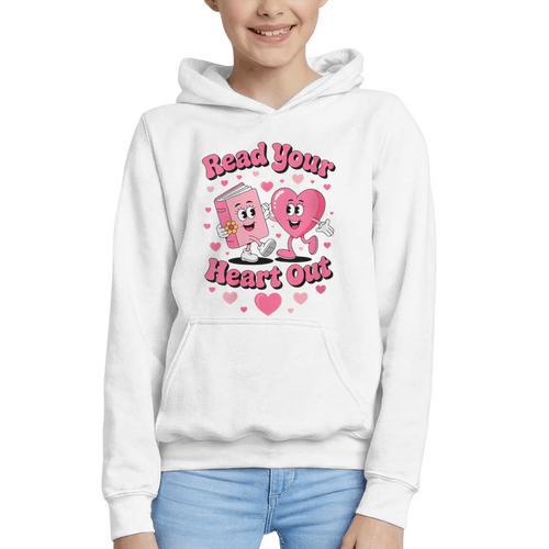 Women's Book Lover Read Your Heart Out Teacher Kids Valentines Graphic Youth Hoodie - Bookorys