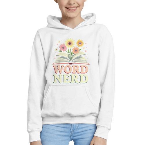 Word Nerd Book Lover Wildflowers Cottagecore Flowers Book Graphic Youth Hoodie - Bookorys CA