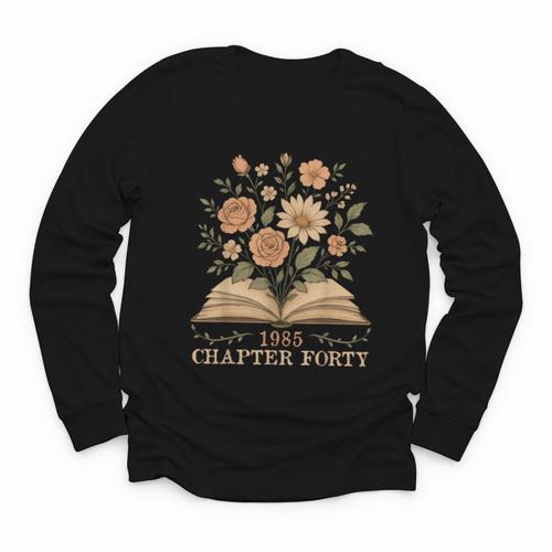 1985 Chapter Forty 40th Birthday Wildflower Book 40 Year Old Youth Long Sleeve Tee - Bookorys AU