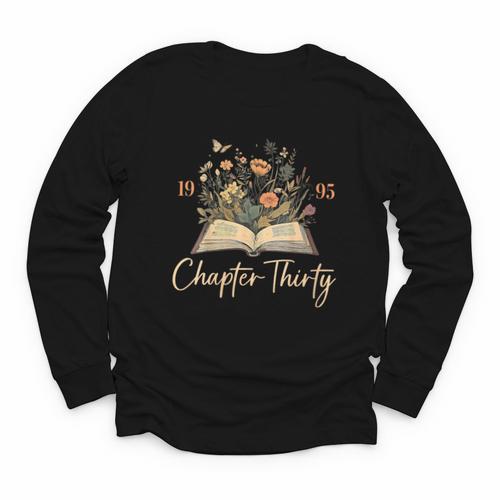 1995 Chapter Thirty 30th Birthday Wildflower Book 30 Yrs Old Youth Long Sleeve Tee - Bookorys