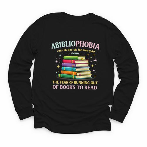 Abibliophobia Bibliophilia Abibliophobia Book Lovers Youth Long Sleeve Tee - Bookorys AU