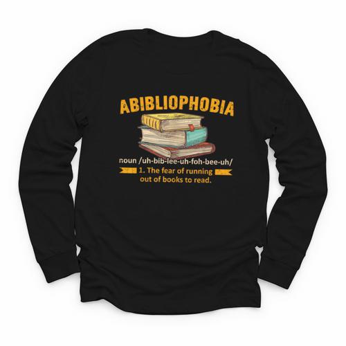 Abibliophobia Perfect For Young Book Lover Bookworm Reader Youth Long Sleeve Tee - Bookorys