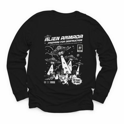 Alien Abduction UFO Lovers Comic Book Style Shirt Youth Long Sleeve Tee - Bookorys CA