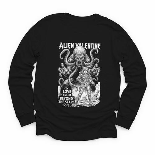 Alien Valentine Science Fiction Vintage Comic Book Youth Long Sleeve Tee - Bookorys