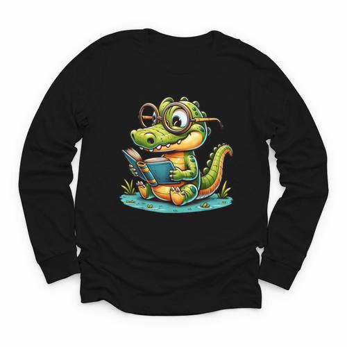 Alligator Reading a Book Animal Youth Long Sleeve Tee - Bookorys UK