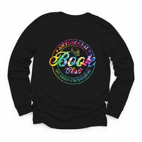Anti Social Book Club Go Away I'm Reading Book Tie Dye Youth Long Sleeve Tee - Bookorys CA