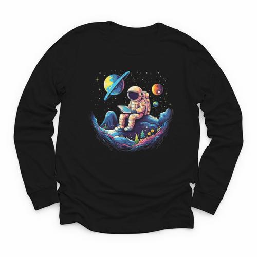 Astronaut Reading Book In Space Books Lover Bookworm Youth Long Sleeve Tee - Bookorys AU