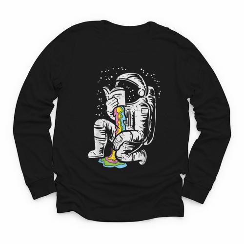 Astronaut Reading Book Space Galaxy Bookworm Men Women Kids Youth Long Sleeve Tee - Bookorys