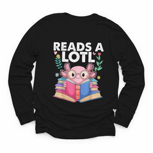 Axolotl Books Readsalotl Reading Bookworm Boys Girls Youth Long Sleeve Tee - Bookorys