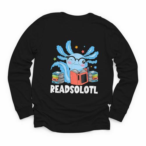 Axolotl Read Book Kawaii Reading Books For Men Women Youth Long Sleeve Tee - Bookorys CA