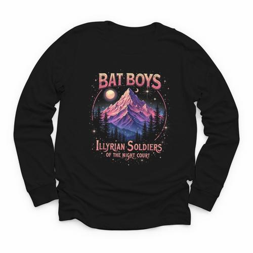 Bat Boys Night Court Mountain Nesta Bookworm ACOSF Bookish Youth Long Sleeve Tee - Bookorys AU