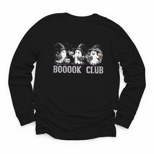 Boo Ghost Books Book Club Halloween Women School Teacher Youth Long Sleeve Tee - Bookorys CA