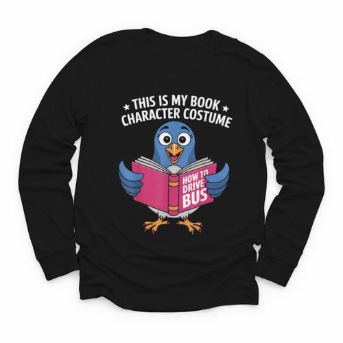 This Is My Book Character Costume Cute Pigeon Kids Reading Youth Long Sleeve Tee - Bookorys