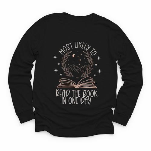 Book Club Shirts For Women Most Likely To Read One Day Youth Long Sleeve Tee - Bookorys
