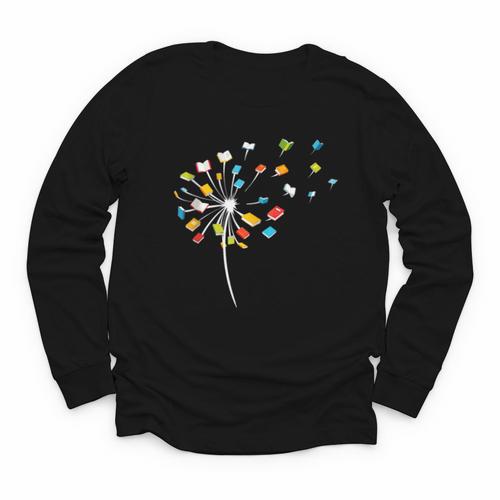 Book Dandelion Reading Lover Bookworm Bookish Librarian Read Youth Long Sleeve Tee - Bookorys