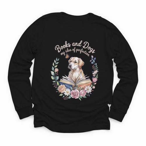 Book And Dog Lover Reading Humor Librarian Youth Long Sleeve Tee - Bookorys AU