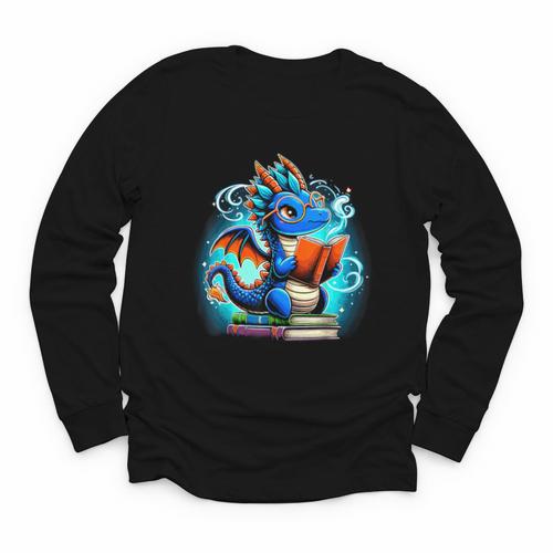 Book Dragon Reading Lover Youth Long Sleeve Tee - Bookorys